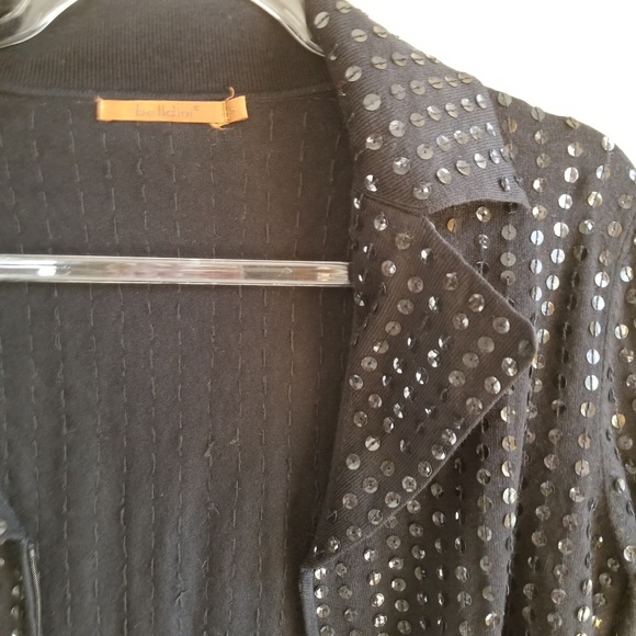 Belldini Black Sequin Zippered Cardigan, Small - Picture 2 of 6